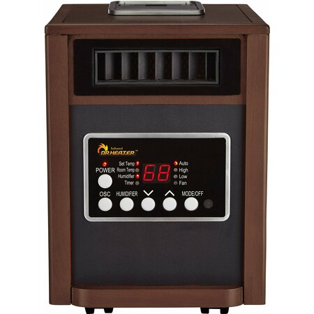 DR INFRARED HEATER Walnut Advanced Dual Heating System with Humidifier and Oscillation Fan and Remote Control DR-998W